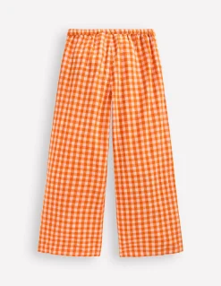 Boden Pantalons|Ensembles Assortis-Pantalon large Vichy orange/ivoire