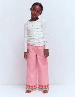 Boden Pantalons-Pantalon large à enfiler Tulipes rose