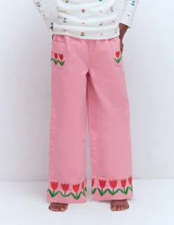 Boden Pantalons-Pantalon large à enfiler Tulipes rose