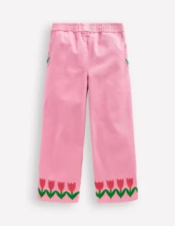 Boden Pantalons-Pantalon large à enfiler Tulipes rose
