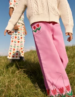 Boden Pantalons-Pantalon large à enfiler Tulipes rose