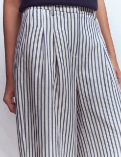 Boden Pantalons|Ensembles Assortis-Pantalon large Kensington Bleu et Ivoire à Rayures