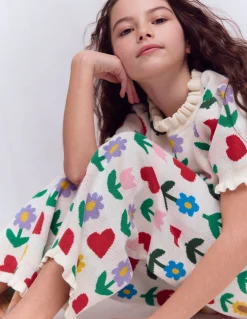 Boden Pantalons|Ensembles Assortis-Pantalon évasé en maille Motif Sunflower Garden écru chiné