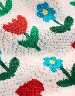 Boden Pantalons|Ensembles Assortis-Pantalon évasé en maille Motif Sunflower Garden écru chiné