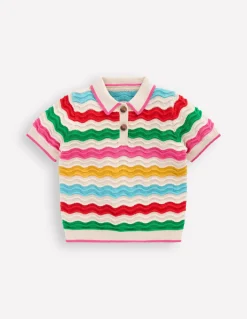 Boden Tops & T-Shirts|Pulls & Gilets-Polo en maille pointelle Vague multi écru chiné