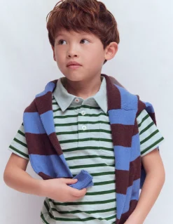 Boden Tops & T-Shirts-Polo flammé Bleu brumeux/vert pin