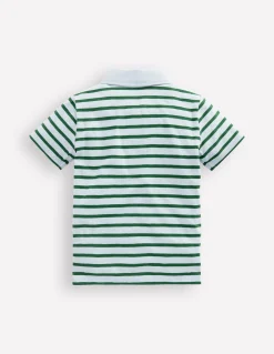 Boden Tops & T-Shirts-Polo flammé Bleu brumeux/vert pin