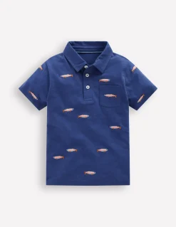 Boden Tops & T-Shirts-Polo flammé et brodé Pêche bleu marine authentique