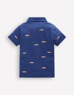 Boden Tops & T-Shirts-Polo flammé et brodé Pêche bleu marine authentique