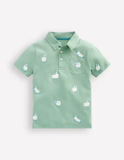 Boden Tops & T-Shirts-Polo flammé et brodé Mouton vert