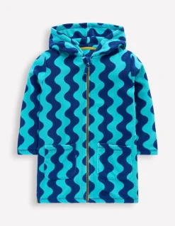Boden Maillots & Tenues De Plage-Poncho en éponge à fermeture zippée Vagues bleu