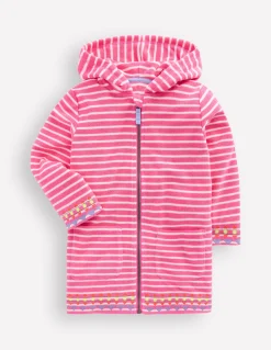 Boden Maillots & Tenues De Plage-Poncho en éponge Romie à fermeture zippée Rayé rose sorbet