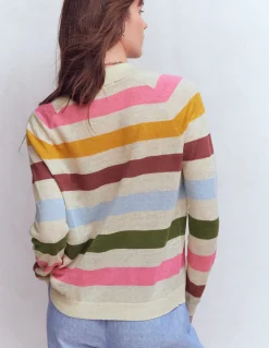 Boden Pulls & Gilets-Pull à col Agnes en lin Multi, arc-en-ciel