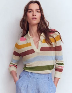 Boden Pulls & Gilets-Pull à col Agnes en lin Multi, arc-en-ciel