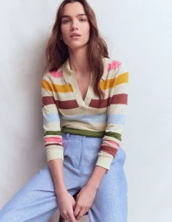 Boden Pulls & Gilets-Pull à col Agnes en lin Multi, arc-en-ciel