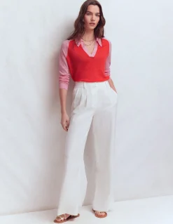 Boden Pulls & Gilets-Pull à col Agnes en lin Corail hâlé/rose formica