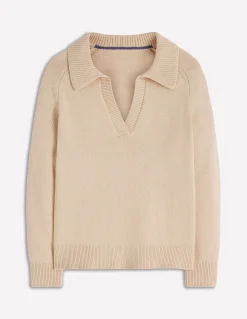 Boden Pulls & Gilets-Pull à col tunisien en coton Pêche amande