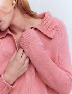 Boden Pulls & Gilets-Pull à col tunisien en coton Rose ancien