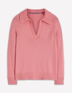 Boden Pulls & Gilets-Pull à col tunisien en coton Rose ancien