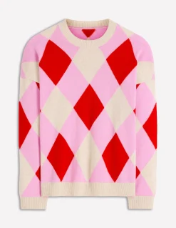 Boden Cachemire|Pulls & Gilets-Pull Anastasia en cachemire Motif Argyle rouge et rose