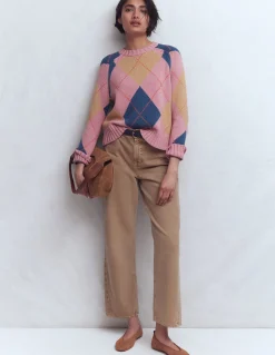 Boden Pulls & Gilets-Pull Camilla en coton à motif argyle Motif argyle rose