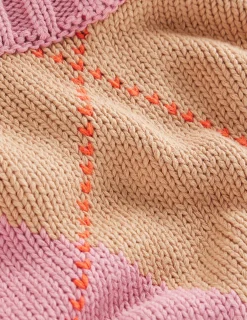 Boden Pulls & Gilets-Pull Camilla en coton à motif argyle Motif argyle rose