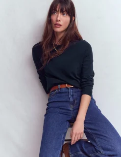 Boden Tenues De Travail|Pulls & Gilets-Pull col rond Emilia en coton Bleu Marine