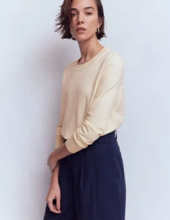 Boden Tenues De Travail|Pulls & Gilets-Pull col rond Emilia en coton Ivoire chaud