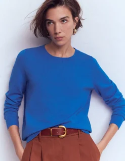 Boden Tenues De Travail|Pulls & Gilets-Pull col rond Emilia en coton Bleu Martin-pêcheur