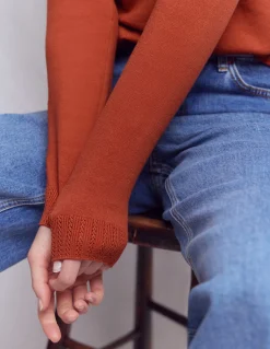 Boden Tenues De Travail|Pulls & Gilets-Pull col rond Emilia en coton Marron châtaigne grillée