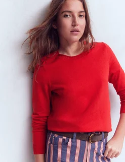 Boden Tenues De Travail|Pulls & Gilets-Pull col rond Emilia en coton Rouge Mérida