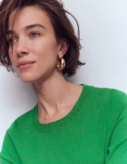Boden Tenues De Travail|Pulls & Gilets-Pull col rond Emilia en coton Émeraude Intense