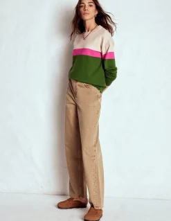 Boden Pulls & Gilets-Pull décontracté Lara en coton Vert jardin intérieur / achillée rose