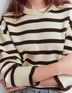 Boden Pulls & Gilets-Pull décontracté Lucy en coton Ivoire, marron