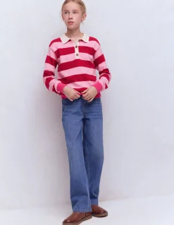 Boden Pulls & Gilets-Pull de rugby en maille Rayé porto/rose