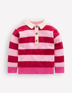Boden Pulls & Gilets-Pull de rugby en maille Rayé porto/rose