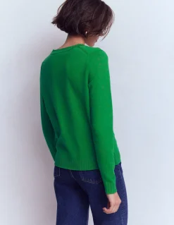 Boden Tenues De Travail|Pulls & Gilets-Pull Emilia à col V en coton Émeraude Intense