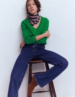 Boden Tenues De Travail|Pulls & Gilets-Pull Emilia à col V en coton Émeraude Intense