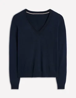 Boden Tenues De Travail|Pulls & Gilets-Pull Emilia à col V en coton Bleu Marine