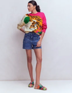 Boden Pulls & Gilets-Pull en jacquard Tigre ivoire chaud et rose