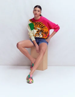 Boden Pulls & Gilets-Pull en jacquard Tigre ivoire chaud et rose