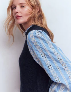 Boden Pulls & Gilets-Pull en mélange maille et tissu Bleu marine