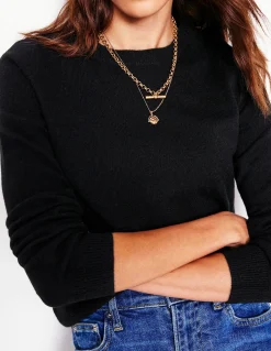 Boden Cachemire|Tenues De Travail-Pull Eva col rond en cachemire Noir