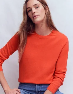 Boden Cachemire|Tenues De Travail-Pull Eva col rond en cachemire Orange ardent chiné