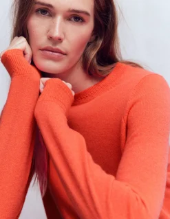 Boden Cachemire|Tenues De Travail-Pull Eva col rond en cachemire Orange ardent chiné