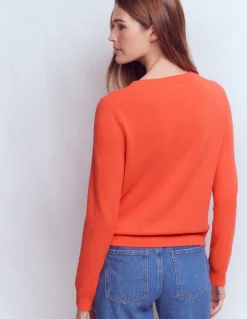 Boden Cachemire|Tenues De Travail-Pull Eva col rond en cachemire Orange ardent chiné