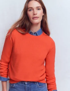 Boden Cachemire|Tenues De Travail-Pull Eva col rond en cachemire Orange ardent chiné