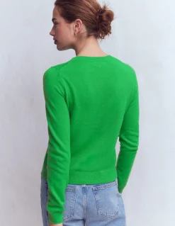 Boden Cachemire|Tenues De Travail-Pull Eva col rond en cachemire Vert printemps