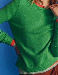 Boden Cachemire|Tenues De Travail-Pull Eva col rond en cachemire Vert printemps