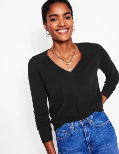 Boden Cachemire|Pulls & Gilets-Pull Eva col V en cachemire Noir